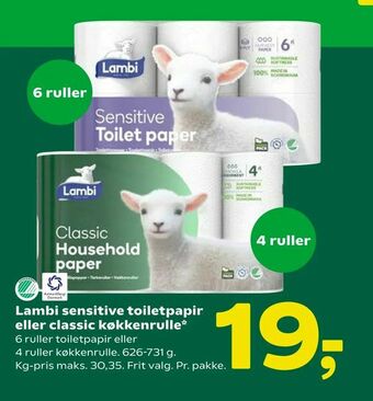 Coop 365 Lambi sensitive toiletpapir eller classic køkkenrulle tilbud