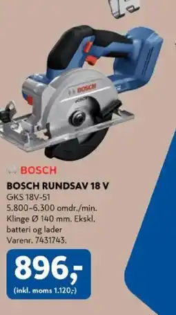 Davidsen BOSCH Rundsav 18 V GKS 18V-51 tilbud