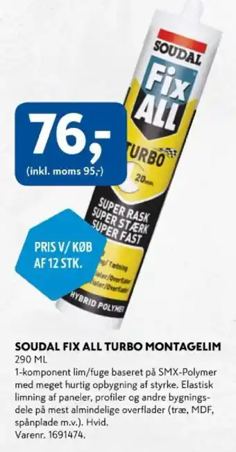 Davidsen Soudal Fix all turbo montagelim tilbud