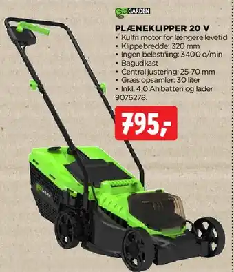 jem & fix PLÆNEKLIPPER 20 V tilbud