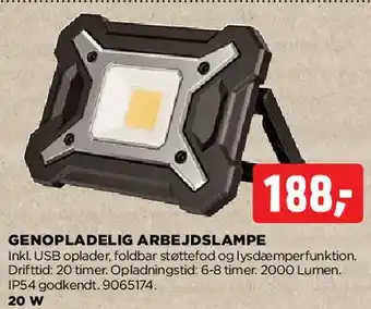 jem & fix GENOPLADELIG ARBEJDSLAMPE tilbud
