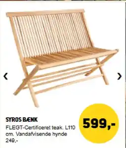 XL-BYG Syros bænk tilbud