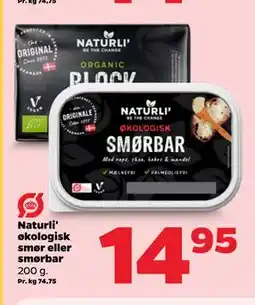 Netto Naturli' økologisk smør eller smørbar tilbud