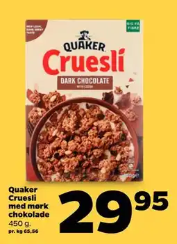 Netto Quaker Cruesli med mørk chokolade tilbud