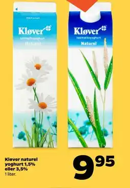 Netto Kløver naturel yoghurt 1,5% eller 3,5% tilbud