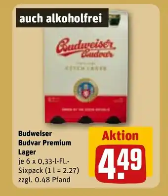 REWE DE BUDWEISER Budvar premium lager tilbud