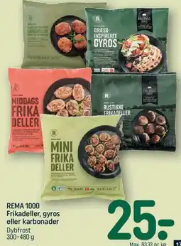 REMA 1000 REMA1000 Frikadeller, gyros eller karbonader tilbud