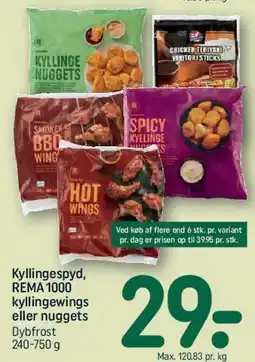 REMA 1000 Kyllingespyd, kyllingewings eller nuggets tilbud