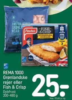 REMA 1000 Grønlandske rejer eller Fish & Crisp tilbud