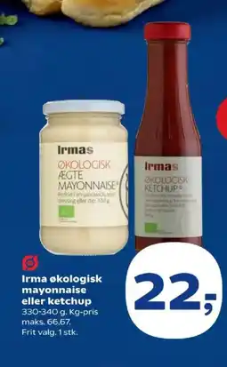 Kvickly Irma økologisk mayonnaise eller ketchup tilbud