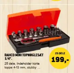 XL-BYG Bahco mini topnøgles.et 1/4". tilbud