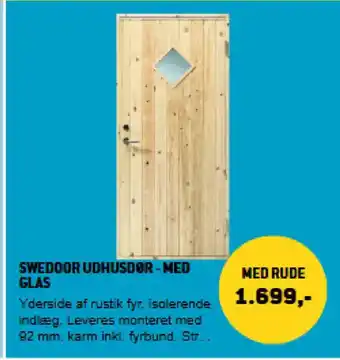 XL-BYG Swedoor udhusdør - med glas tilbud