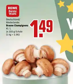 REWE DE REWE Beste Wahl Deutschland/ Niederlande: Braune Champignons tilbud