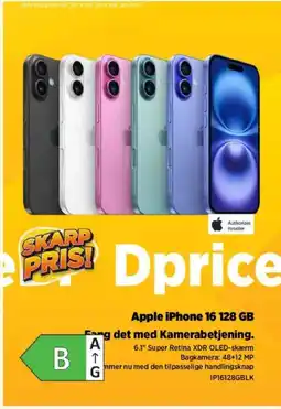 Power Apple iPhone 16 128 GB g det med Kamerabetjening. tilbud