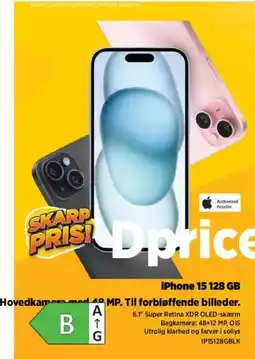 Power iPhone 15 128 GB Hovedkamers med 49 MP. Til forbløffende billeder. tilbud
