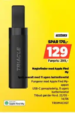 Power TRIACLE Nøglefinder med Apple Find My Spor overalt med 11 ugers batterilevetid tilbud