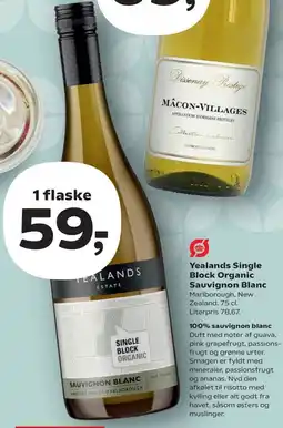 Kvickly Yealands Single Block Organic Sauvignon Blanc tilbud