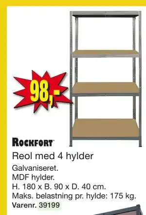 Harald Nyborg Rockfort Reol med 4 hylder tilbud