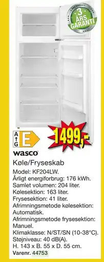 Harald Nyborg Køle/Fryseskab tilbud