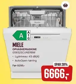 Skousen MIELE OPVASKEMASKINE G5832SCUNERBW tilbud