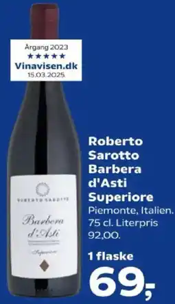 SuperBrugsen Roberto Sarotto Barbera d'Asti Superiore tilbud