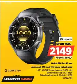 Power HUAWEI Watch GT6 Pro 46 mm Avanceret GPS med 15% bedre nøjagtighed tilbud