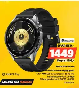 Power HUAWEI Watch GT6.46 mm Avanceret GPS med 15% bedre nøjagtighed tilbud