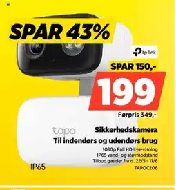 Power Tp-link sikkerhedskamera til indendørs og udendørs brug tilbud
