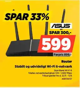 Power ASUS Router Stabilt og udvideligt Wi-Fi 6-netværk tilbud