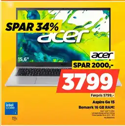 Power Acer aspire go 15 bemærk 16 gb ram! tilbud