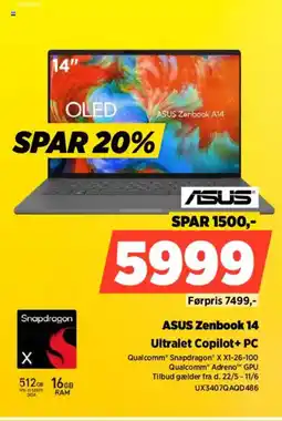 Power ASUS Zenbook A14 Ultralet Copilot+ PC tilbud