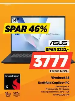 Power ASUS Vivobook 14 Kraftfuld Copilot+ PC tilbud