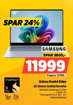 Power SAMSUNG Galaxy Book4 Edge 22 timers batterilevetid tilbud