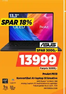 Power ASUS ProArt PX13 Konvertibel Al-laptop til kreative tilbud