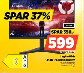 Power Lenovo Legion R24s 144 Hz IPS gamingskærm tilbud