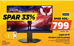 Power Lenovo legion 24-15 ultrajævn 240 hz gaming tilbud