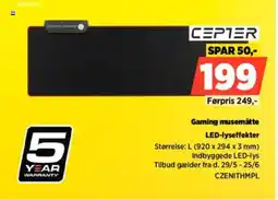 Power CEPTER Gaming musemåtte LED-lyseffekter tilbud