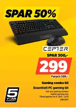 Power CEPTER Gaming combo kit Essentielt PC gaming kit tilbud
