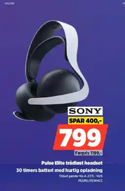 Power SONY Pulse Elite trådløst headset 30 timers batteri med hurtig opladning tilbud
