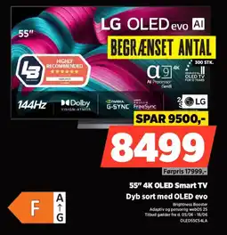 Power LG 55" 4K OLED Smart TV Dyb sort med OLED evo tilbud