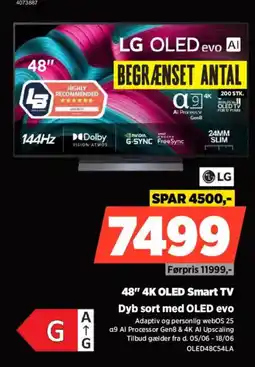Power LG 48" 4K OLED Smart TV Dyb sort med OLED evo tilbud