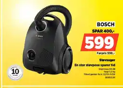 Power BOSCH Støvsuger En stor støvpose sparer tid tilbud