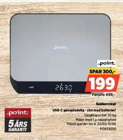 Power Point køkkenvægt usb-c genopladelig - slut med batterier! tilbud