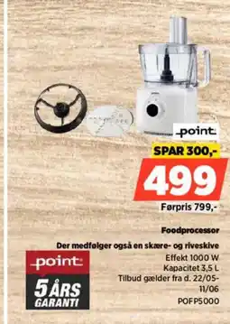 Power Point foodprocessor der medfølger også en skære- og riveskive tilbud