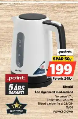 Power Point elkedel åbn låget nemt med én hånd tilbud