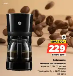 Power Kaffemaskine Skinnende sort kaffemaskine tilbud
