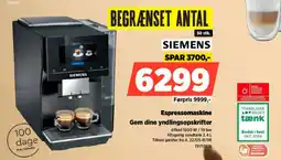 Power SIEMENS Espressomaskine Gem dine yndlingsopskrifter tilbud