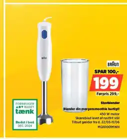 Power BRAUN Stavblender Blander din morgensmoothie hurtigt! tilbud