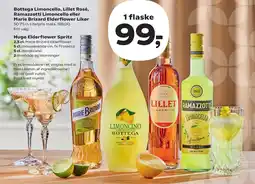 Kvickly Bottega Limoncello, Lillet Rosé, Ramazzotti Limoncello eller Marie Brizard Elderflower Likør tilbud