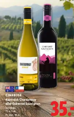 Lidl CIMAROSA Australsk Chardonnay eller Cabernet Sauvignon tilbud